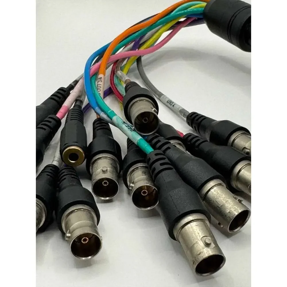 DB25 3-Row to 12 BNC Female Breakout Cable SDI Video Snake + RCA Audio Out